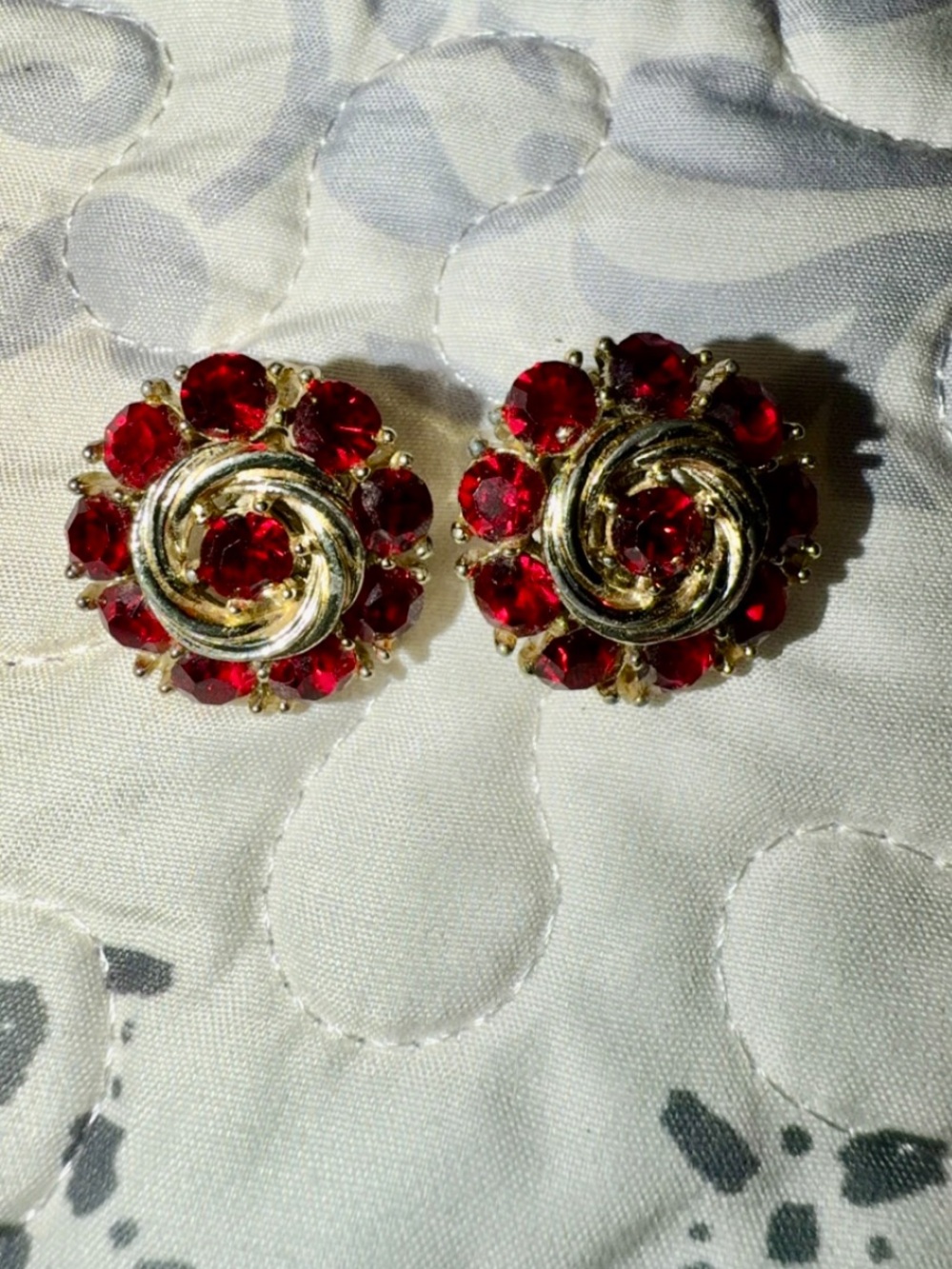 Lisner Gold-Tone Red Crystal Swirl Clip-On Earrings - Women Jewelry